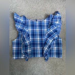 Cropped plaid ruffle side top. 🐸 send me an offer or bundle for deal